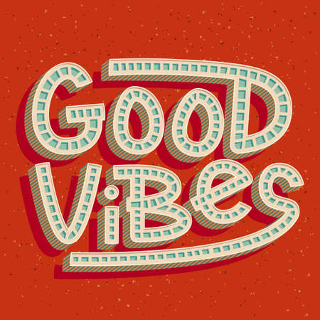 Good Vibes Colorful Vintage Posterのイラスト素材