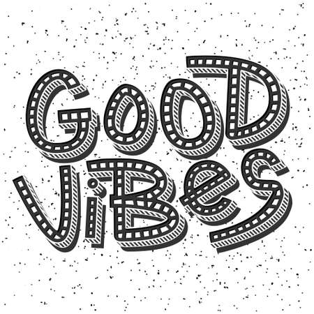 Good Vibes Black and White Vintage Posterのイラスト素材