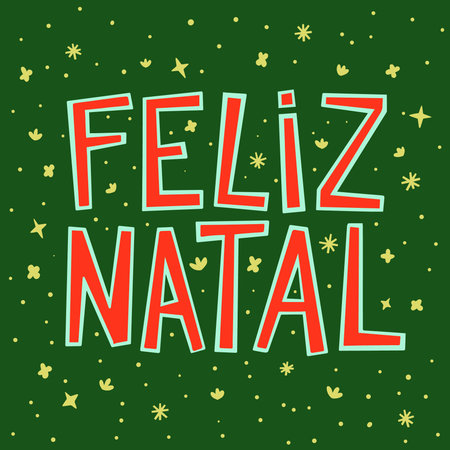 Red Green Merry Christmas in Brazilian Portugueseのイラスト素材