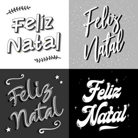 Four Merry Christmas Vector in Brazilian Portuguese. Translation - Merry Christmasのイラスト素材
