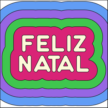Colorful Merry Christmas Vector in Brazilian Portuguese. Translation - Merry Christmasのイラスト素材