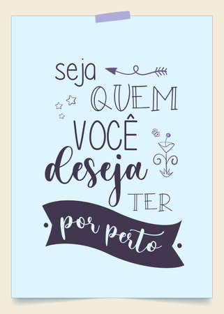 Brazilian Portuguese Positive Phrase. Translation - Let is be happy, not perfect.のイラスト素材