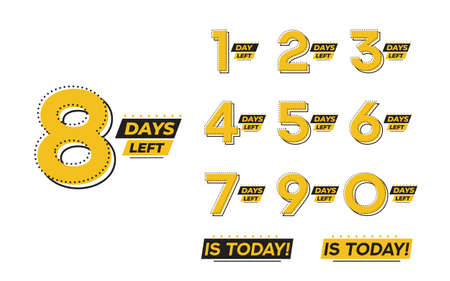 Flashing numbers of days left. Stickers and banners timer pack.のイラスト素材