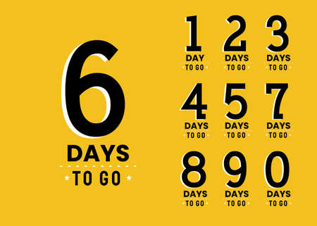 Modern numbers of days to go. Stickers and banners timer pack.のイラスト素材