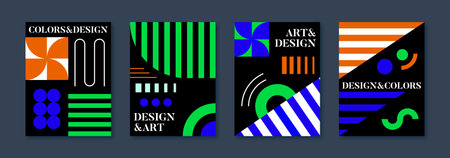 Colorful geometric modern art collection based on bauhaus.