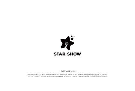 Simple Star with Mic for for Podcast Music Song Concert Show Logo Design Vectorのイラスト素材