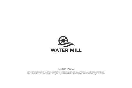 Ocean Sea Lake River Water Mill with Cog Gear Logo Design Vectorのイラスト素材