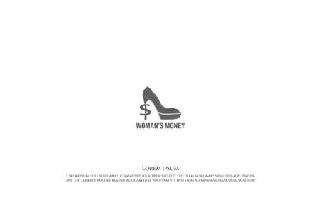 Initial Letter S for Sexy Woman Lady Girl Female High Heels with Money Dollar Symbol Logo Design Vectorのイラスト素材