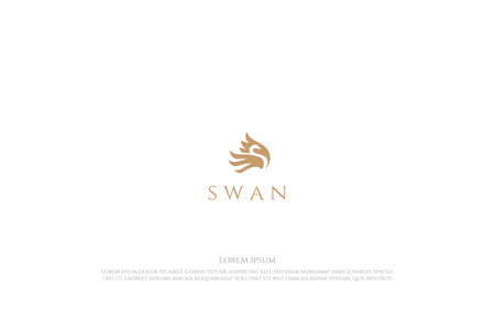 Elegant Luxury Golden Swan Logo Design Vectorのイラスト素材