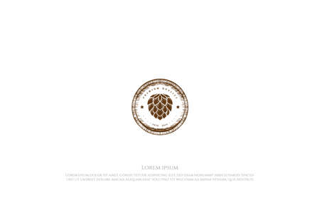 Vintage Wooden Hop Craft Beer Brewing Brewery Label Logo Design Vectorのイラスト素材