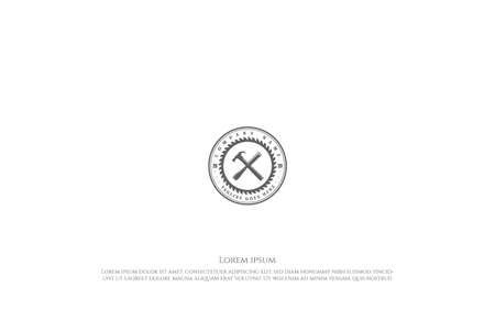 Vintage Crossed Hammer Chisel Carpentry Woodworking Logo Design Vectorのイラスト素材