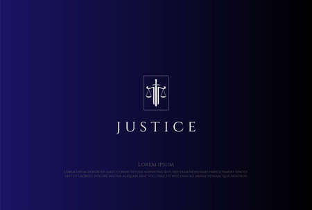 Sword Blade with Scale Justice Law Logo Design Vectorのイラスト素材