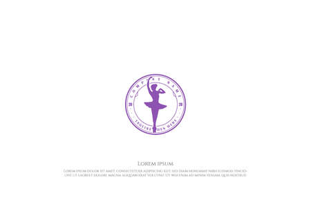 Vintage Woman Girl Female Ballerina Ballet Dancer Club Logo Design Vectorのイラスト素材