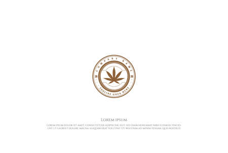 Retro Vintage Marijuana Cannabis Leaf Leaves for CBD Hemp Oil Logo Design Vectorのイラスト素材