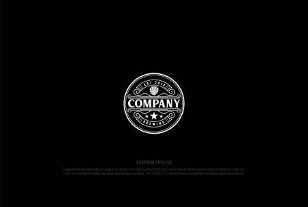 Vintage Retro Hop Beer Brewing Brewery Label Logo Design Vectorのイラスト素材