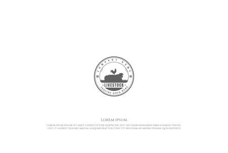 Vintage Retro Angus Cow Bull Cattle Livestock Farm Ranch Label Logo Design Vectorのイラスト素材