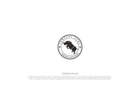 Retro Vintage Angry Rhino Rhinoceros Badge Emblem Logo Design Vectorのイラスト素材