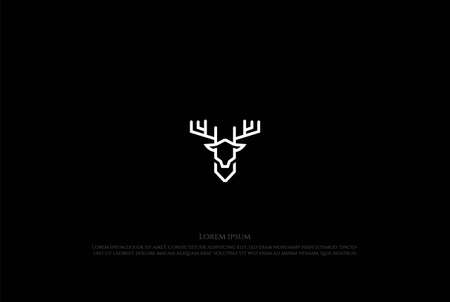Minimalist Deer Antler Monogram Line Outline Logo Design Vectorのイラスト素材