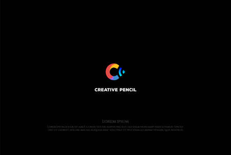 Initial Letter C Creative Pencil Education Logo Design Vectorのイラスト素材
