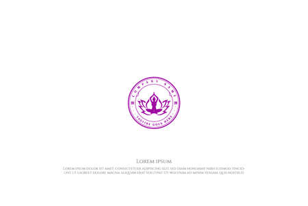 Vintage Retro Lotus Yoga Meditation Logo Design Vectorのイラスト素材