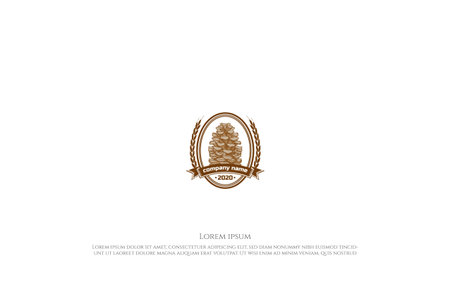 Retro Vintage Pine Cone Logo Design Vectorのイラスト素材
