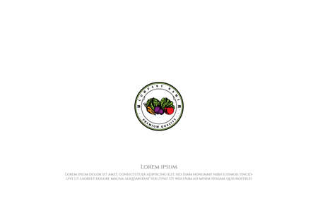 Vintage Retro Carrot Cabbage Tomato Bit Vegetable Emblem Badge Sticker Logo Design Vectorのイラスト素材