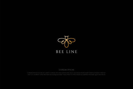 Elegant Minimalist Bee Line Outline Monoline Logo Design Vectorのイラスト素材
