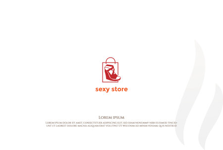 Female Woman Lady Girl High Heel Shoe Shopping Bag Store Logo Design Vectorのイラスト素材