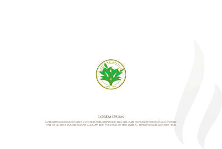 Vintage Retro Green Tea Leaf Leaves Label Logo Design Vectorのイラスト素材