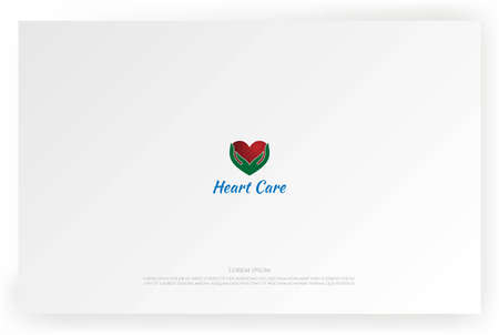 Simple Minimalist Hand and Love Heart Care Protect Logo Design Vectorのイラスト素材