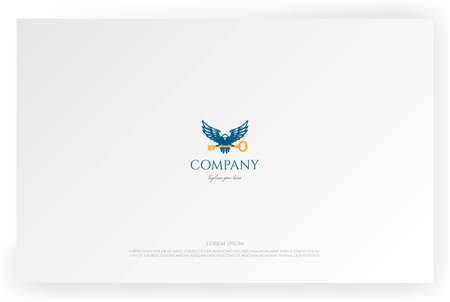 Eagle Falcon Hawk with Key for Real Estate Apartment Logo Design Vectorのイラスト素材