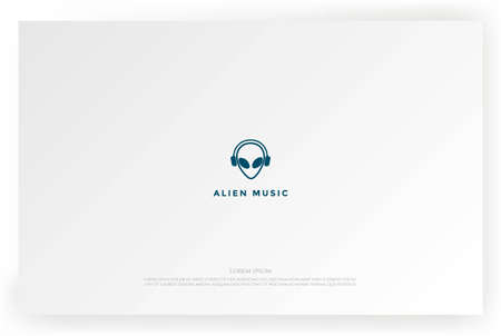Alien Headset DJ Music Podcast Logo Design Vectorのイラスト素材
