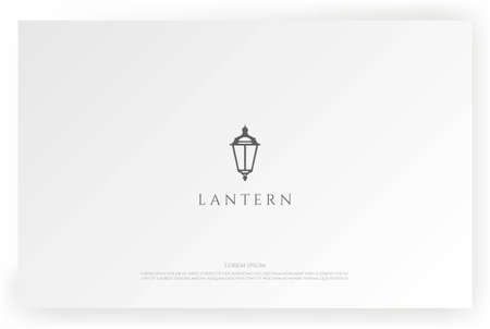 Vintage Classic Street Lamp Lantern Post Logo Design Vectorのイラスト素材