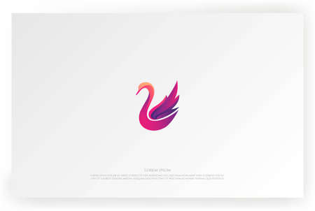 Modern Colorful Luxury Swan Goose Duck Logo Design Vectorのイラスト素材
