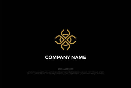 Simple Geometric Flower Monogram Logo Design Vectorのイラスト素材