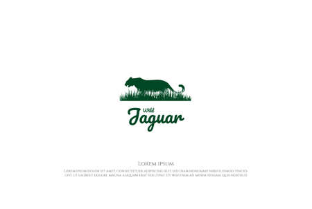 Wild Tiger Leopard Jaguar Panther Puma Cheetah with Grass Savanna for Wildlife Logo Design Vectorのイラスト素材