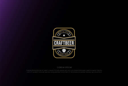 Golden Square Luxury Hop for Craft Beer Brewing Brewery Emblem Logo Design Vectorのイラスト素材