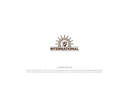 Vintage Retro Hand Clench Fist with Sun for International Youth Day Design Vectorのイラスト素材