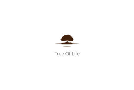 Vintage Retro Tree of Life, Oak Banyan Maple Tree Logo Design Vectorのイラスト素材