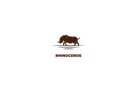 Vintage Retro Angry Strong Rhino Rhinoceros Logo Design Vectorのイラスト素材