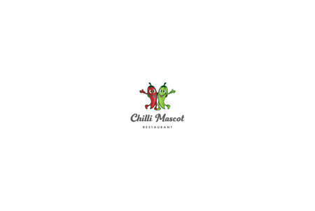 Red Hot Chili Mascot Cartoon Character for Restaurant Logo Design Vectorのイラスト素材