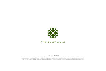 Simple Geometric Green Leaf Flower Logo Design Vectorのイラスト素材