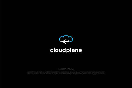 Simple Minimalist Cloud Plane for Travel Technology Logo Design Vectorのイラスト素材