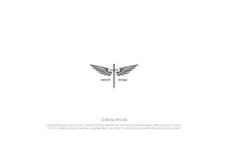 Retro Vintage Sword Blade with Wings for Army Military Badge Emblem Logo Design Vectorのイラスト素材