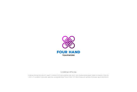 Four Hand Together for Charity, Diversity, Unity, Teamwork or Foundation Logo Design Vectorのイラスト素材