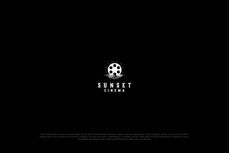 Mountain Film Strip for Movie Cinema Production Studio Logo Design Vectorのイラスト素材