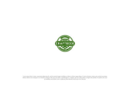 Circular Round Old Vintage Green Hop for Craft Beer, Brewing or Brewery Label Logo Design Vectorのイラスト素材