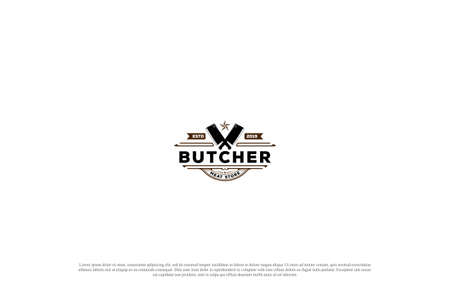 Vintage Retro Crossed Cleaver for Butcher Meat Store or BBQ Barbecue Steak Grill Logo Design Vectorのイラスト素材
