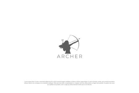 Vintage Woman Archer for Archery Sport Club Logo Design Vectorのイラスト素材