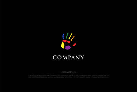 Colorful Hand Print for Community, Charity, or Foundation Logo Design Vectorのイラスト素材